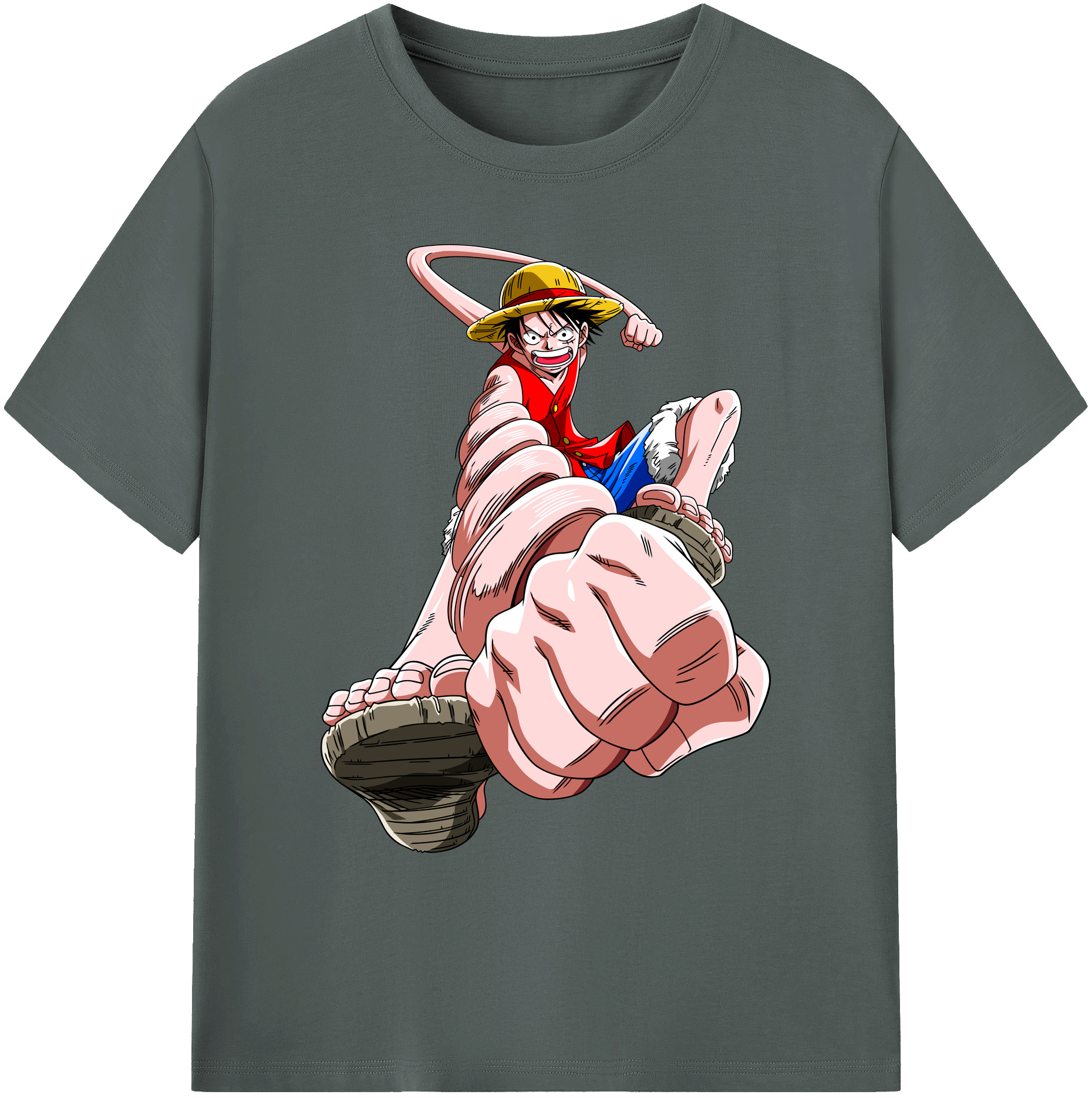 ワンピース モンキー・D・ルフィ ONE PIECE Monkey D. Luffy 綿100％ メンズ半袖Tシャツ｜肌触りやわらか＆通気性
